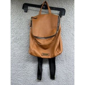 London Fog Cognac Brown Faux Leather Mini Backpack Bag Purse